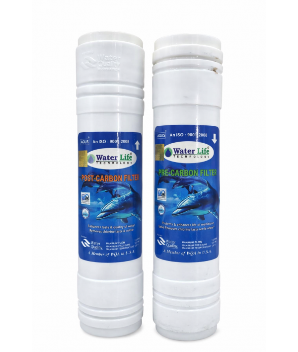 Wellon Water-Life Inline Filter Set | Pre Carbon & Post Carbon | Universal RO Compatible | Improves Taste & Removes Odor